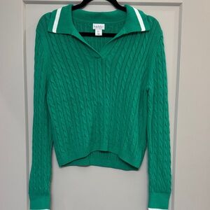 Nicole Miller Emerald V-Neck Cable Knit Sweater